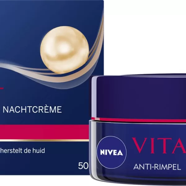 NIVEA VITAL Anti-Rimpel Nachtcreme 50 ml - Mit Teunisbloemolie & Calcium für intensive Hydratation und Hauterneuerung