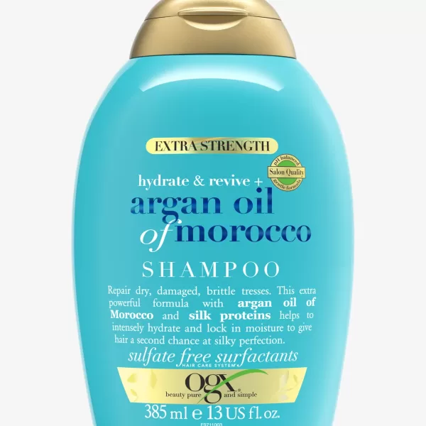 OGX Extra Strength Argan Oil of Morocco Shampoo - 3x385ml - Diepe Hydratatie voor Droog & Beschadigd Haar - Zijdeachtige Perfectie