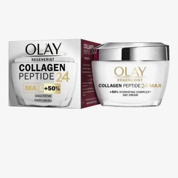 Olay Collageenpeptide 24 Max Dagcrème 50ml - Parfumvrij, Hydraterend, Niacinamide, Dermatologisch Getest, Voor Stralende Huid