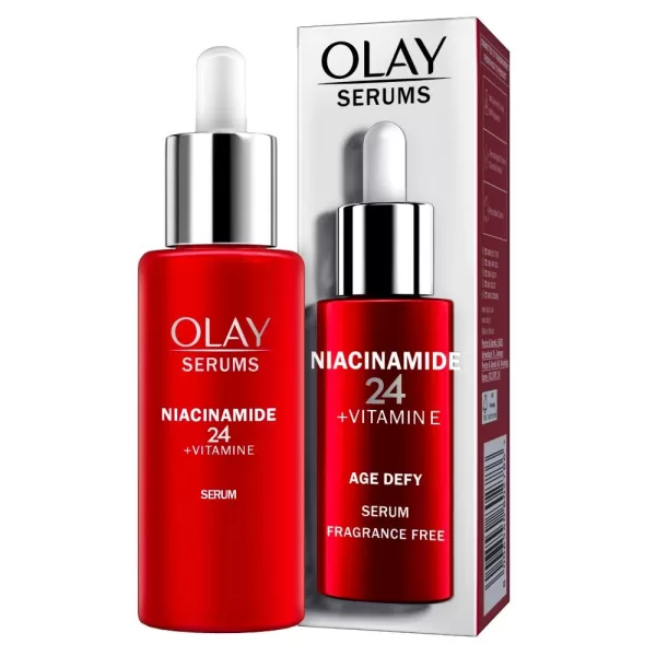 Olay Niacinamide 24 Serum mit 99% reinem Niacinamid & Vitamin E - Anti-Aging, leicht & schnell einziehend, dermatologisch getestet, duftfrei