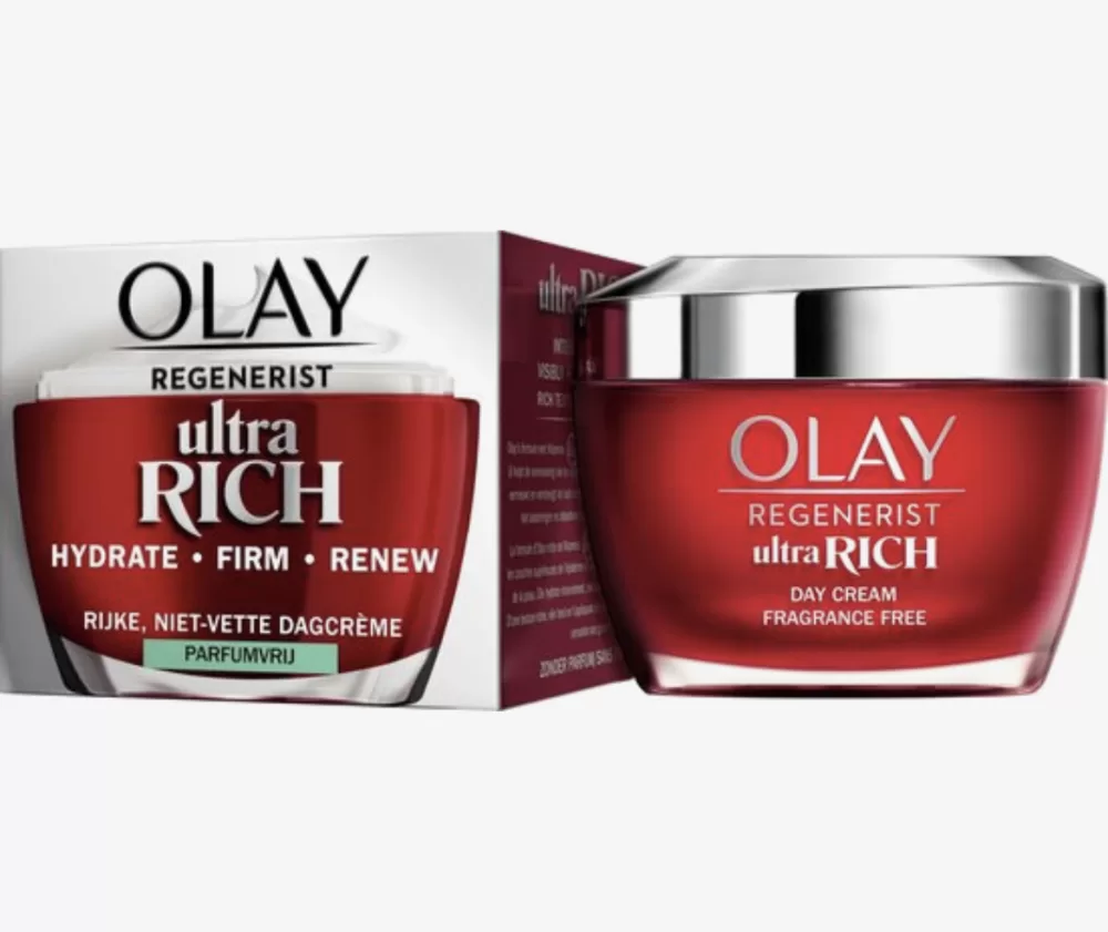 Olay Regenerist Ultra Rijke Dagcrème 50ml - Vitamine B3, Peptiden & Sheaboter - Parfumvrij - Hydrateert 24u - Voor Droge Huid