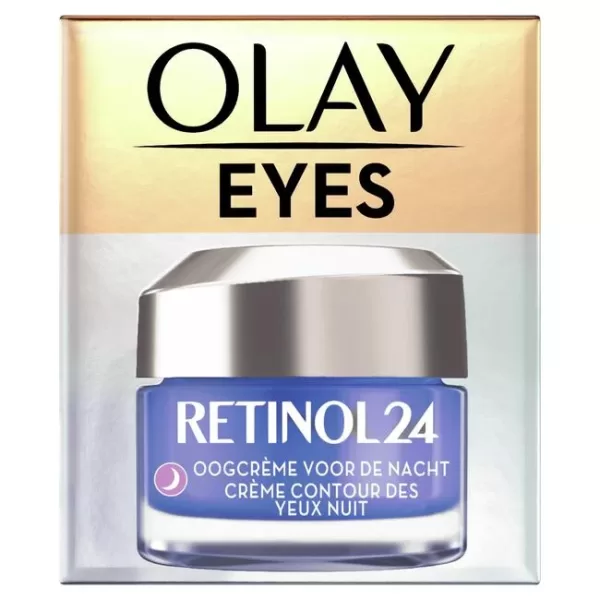 Olay Retinol24 Oogcrème Nacht - 15ml met Retinol en Vitamine B3, Hydratatie 24u, Verstevigt en Verheldert, Geschikt voor Dagelijks Gebruik