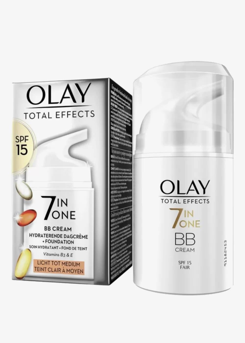 Olay Total Effects 7in1 BB Crème Licht tot Medium SPF15 50ml - Hydratatie, Dekking & Antioxidanten voor een Stralende Huid