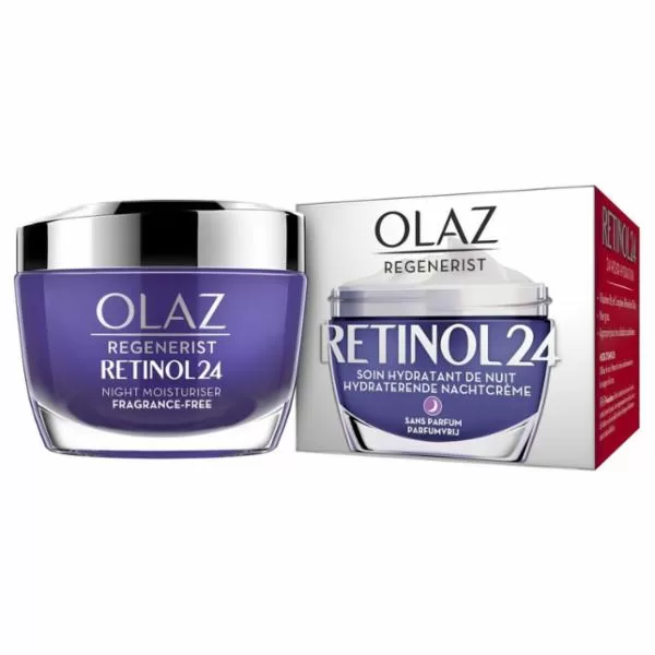 Olaz Regenerist Retinol 24 Nachtcreme – Hydraterend, Anti-Aging, zonder parfum, 24 uur hydratatie, voor een stralende huid, 50 ml