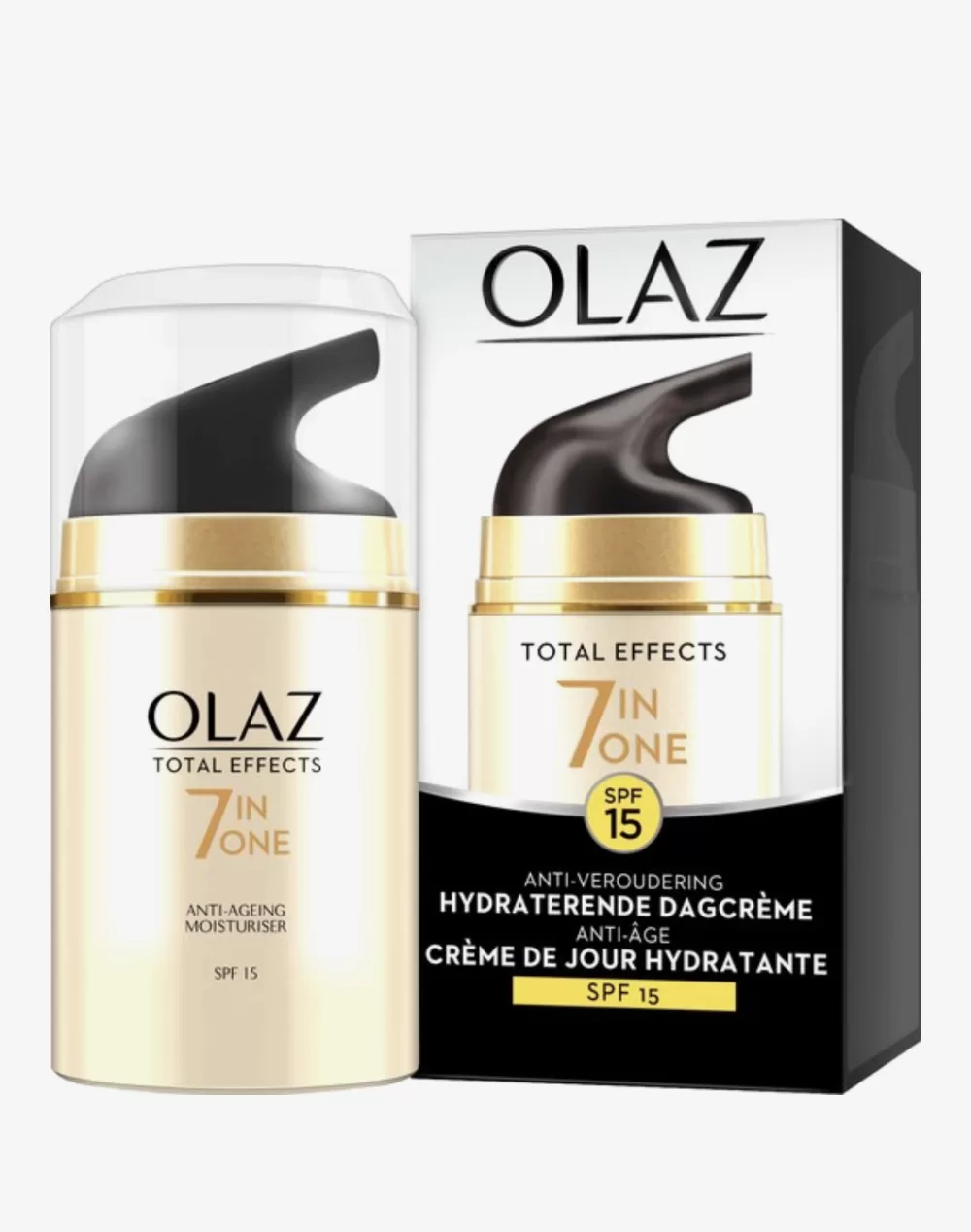 Olaz Total Effects 7in1 Anti-Veroudering Dagcrème 50ml met SPF15 - Hydratatie, Rimpelvermindering, Stralende Huid, Niacinamide, Antioxidanten