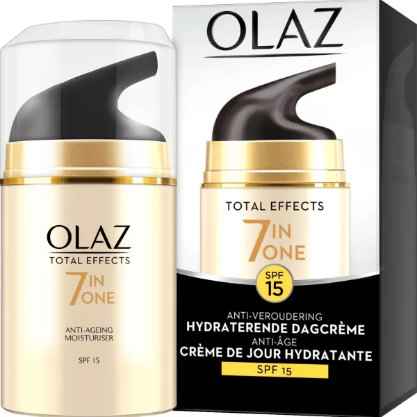 Olaz Total Effects 7in1 Anti-Veroudering Dagcrème SPF15 - 50ml | Hydrateert, vermindert rimpels, egaliseert teint, niet-vettig, snel absorberend