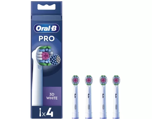 Oral-B 3D White Opzetborstels (4 stuks) - Professionele reiniging & whitening, compatibel met elektrische tandenborstels, verwijdert tandplak.