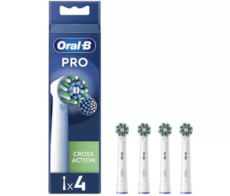 Oral-B Cross Action Pro Opzetborstels - 4 Stuks met CleanMaximiser Technologie - Verwijdert 100% Meer Tandplak - Geschikt voor Oplaadbare Tandenborstels