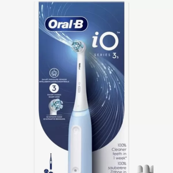 ORAL-B iO 3S Elektrische Tandenborstel - Blau, Professionele Reiniging, Poetsdruksensor, 3 Poetsstanden, Inclusief Oplader en Opzetborstel