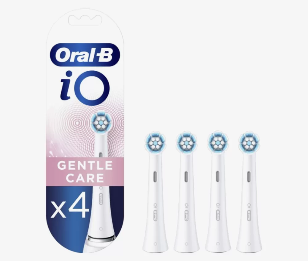 Oral-B iO Gentle Care Opzetborstels - 4 Stuks | Zachte Reiniging voor Gevoelige Tanden & Tandvlees, Perfecte Pasvorm voor iO Tandenborstel