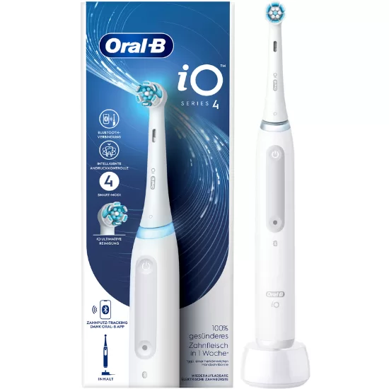 ORAL-B iO Series 4 White Elektrische Tandenborstel - Bluetooth, Poetsdruksensor, Tot 6x Meer Tandplakverwijdering, Geavanceerde Poetservaring