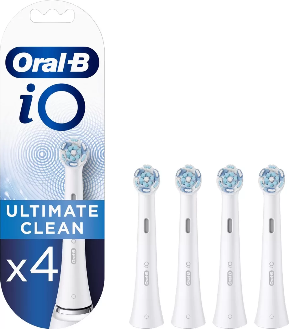 Oral-B iO Ultimate Clean Opzetborstels - 4 Stuks - Wit - Tot 100% Tandplakverwijdering - Geschikt voor Oral-B iO - Tandartsen Aanbevolen