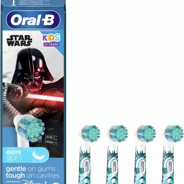 Oral-B Kids Star Wars Opzetborstels - 4 Stuks - Zachte Borstelharen, Geschikt voor 3+ Jaar, Voor Elektrische Tandenborstels