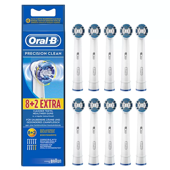 Oral-B Precision Clean Opzetborstels 10 Stuks - Geschikt voor Roterende Tandenborstels - 2,5 Jaar Voorraad - Tandarts-Schoon Gevoel