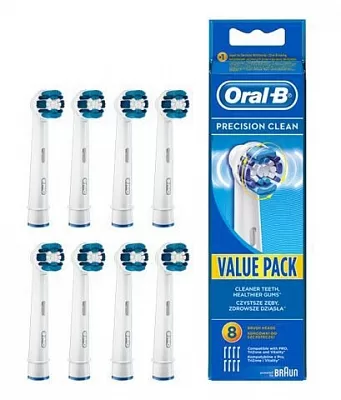 Oral-B Precision Clean Vervangende Opzetborstels - 8 Stuks - Geschikt voor de meeste Oral-B Modellen - Effectieve Tandreiniging