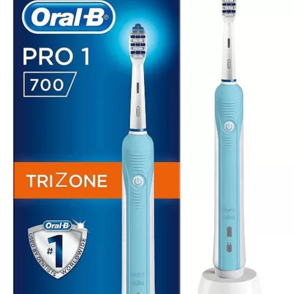 Oral-B Pro 1 700 TriZone Elektrische Tandenborstel – Druksensor, 2 Minuten Timer, 7600 Rotaties/Min, Ideaal voor Beginners, Groen/Wit Design