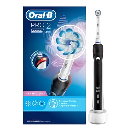 Oral-B Pro 2 2000S Elektrische Tandenborstel - Sensi Ultrathin, 2 Poetsstanden, Professionele Timer, Poetsdruksensor, Tot 100% Meer Plakverwijdering