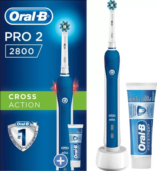 Oral-B PRO 2 2800 Elektrische Tandenborstel + Expert Tandpasta – 100% meer plakverwijdering, timer, drukregeling, aanbevolen door tandartsen.