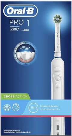 Oral-B PRO 700 Elektrische Tandenborstel - CrossAction, 3D Reiniging, Timer, 1 Oplader, 1 Opzetborstel, 2 Jaar Garantie - Superieure Plaque Verwijdering