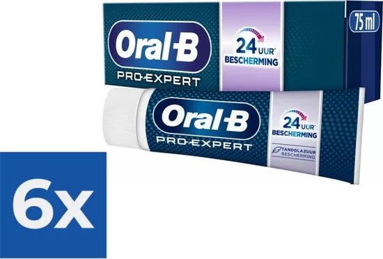 Oral-B Pro-Expert Tandpasta Sterk Glazuur 75 ml - 6 Stuks Voordeelverpakking | 24 Uur Bescherming, Remineraliseert Glazuur, Frisse Munt smaak