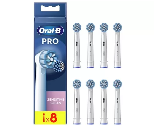 Oral-B Sensitive Clean Opzetborstels 8 stuks - Ultradunne Borstelharen voor Zachte Reiniging, Verwijdert 100% Meer Tandplak, Tandarts Aanbevolen