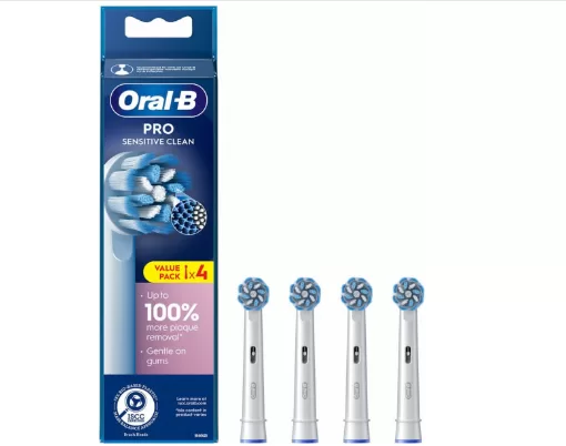 Oral-B Sensitive Opzetborstels (4 stuks) - Ultrathin Borstelharen voor Gevoelig Tandvlees, Verwijdert 100% Meer Tandplak, Voor Alle Oral-B Modellen