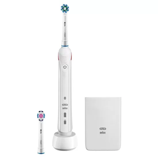 Oral-B Smart 4200s Elektrische Tandenborstel Wit – App-verbonden, 3D ronde kop, Poetsdruksensor, 2 opzetborstels, 2 weken batterijduur.