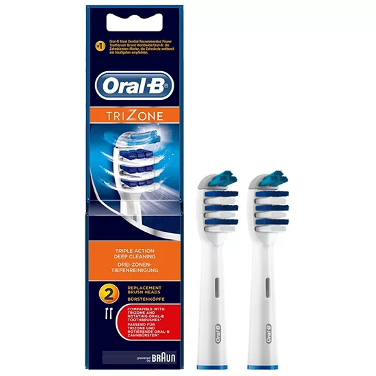 Oral-B TriZone Opzetborstels - 2 Stuks, Geschikt voor Alle Roterende Tandenborstels, Intensieve Reiniging, EB 30-2