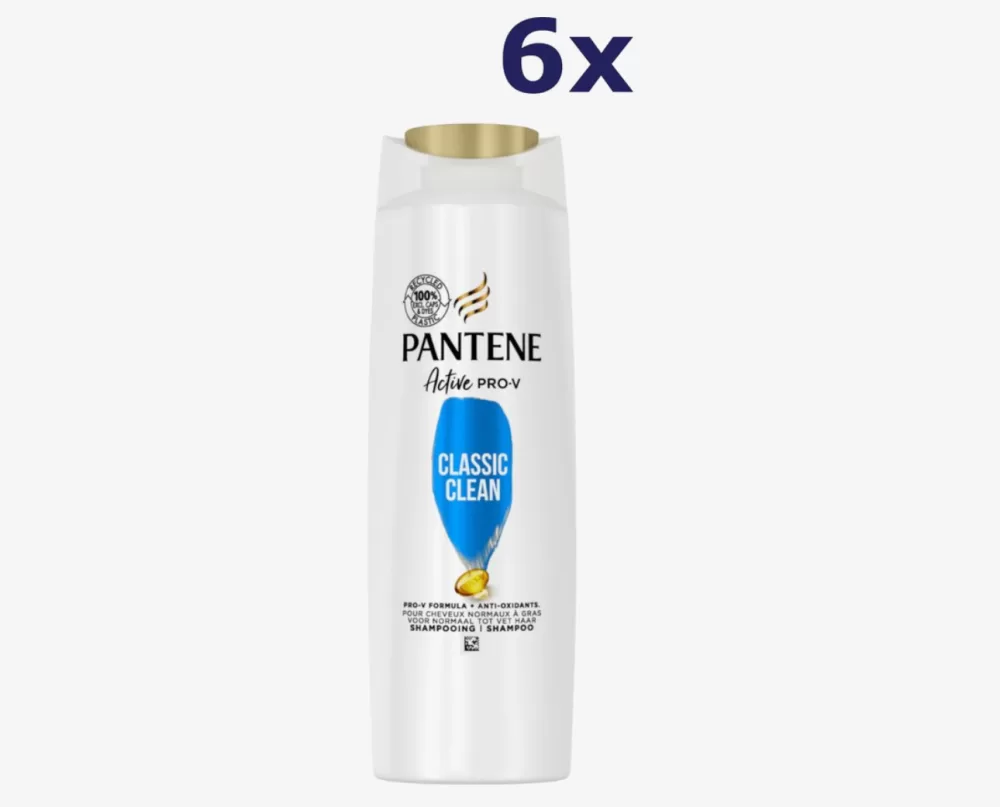 Pantene Classic Clean Shampoo 6 x 400 ml – Sanfte Reinigung, für glänzendes Haar, geeignet für alle Haartypen, 2400 ml Gesamtmenge