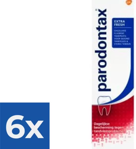 Parodontax Extra Fresh Tandpasta 75ml - Voordeelverpakking 6 Stuks - Verzorgt Tanden & Tandvlees, Verwijdert Tandplak, Extra Fris gevoel