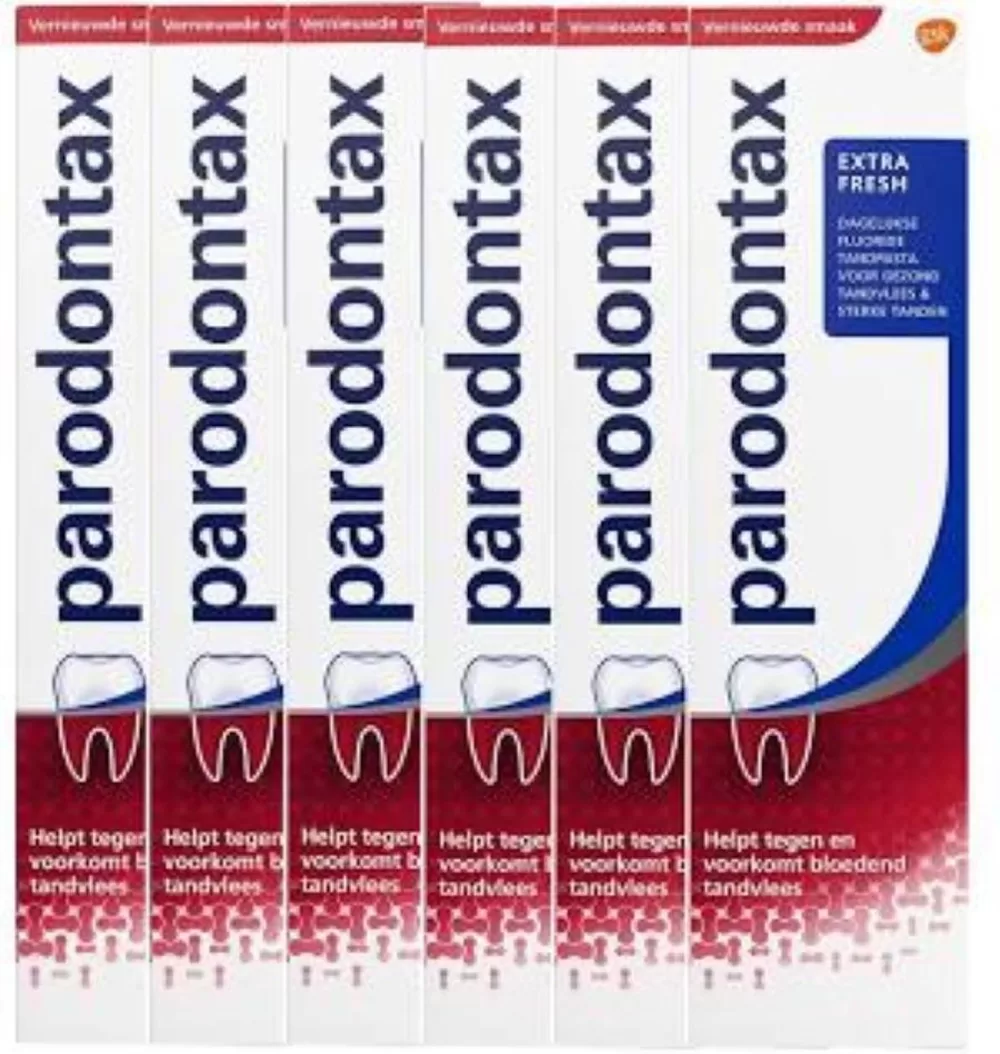 Parodontax Extra Fresh Tandpasta - Voordeelverpakking 6 Stuks (75 ml) - Fluoride, Versterkt Tandvlees, Tandplak Verwijdering, Verfrissend