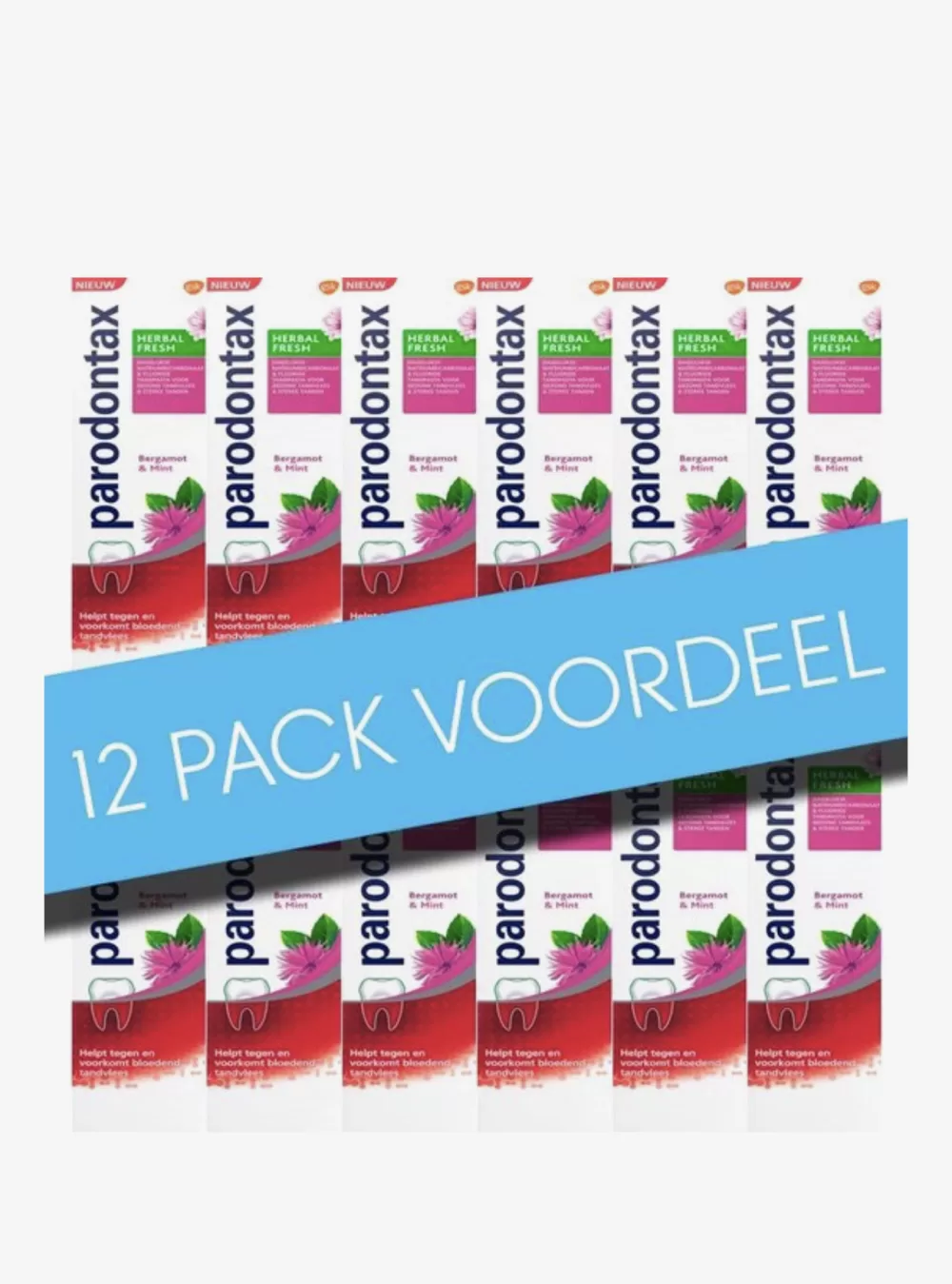 Parodontax Herbal Fresh Tandpasta 12x75ml - Bergamot & Munt, Voor Gezond Tandvlees, Voorkomt Bloedend Tandvlees, Kruidige Smaak