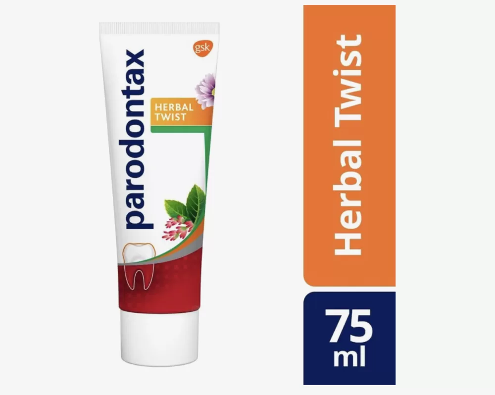 Parodontax Herbal Twist Tandpasta 75ml – Effectieve Plaque Verwijdering, Gember & Munt Smaak, Voorkomt Bloedend Tandvlees, 4x Effectiever