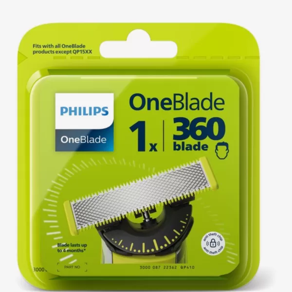 Philips OneBlade 360 Blade Vervangmesjes - 1 stuk, Voor Trim, Scheer & Style, Duurzaam, Volgt Contouren, Tot 4 Maanden Mee