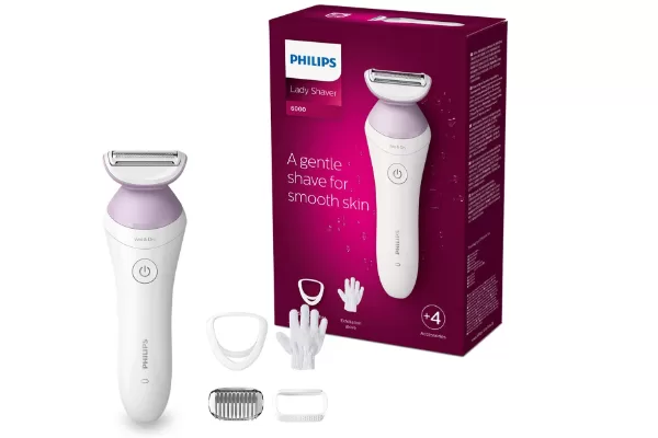 Philips Series 6000 BRL136/00 Ladyshave voor Vrouwen - Nat & Droog, Ergonomisch, 40 Min Snoerloos, Huidvriendelijk, Inclusief Accessoires