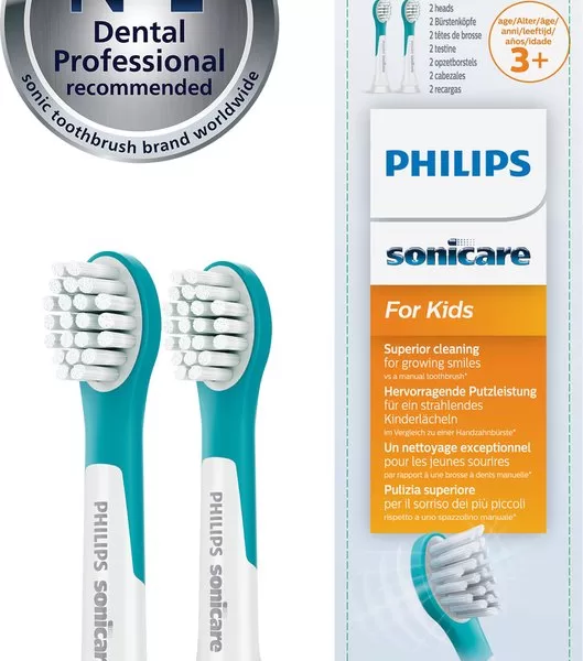 Philips Sonicare For Kids Compact HX6032/33 - 2 Opzetborstels voor Kinderen - Groen - Ideaal voor Kleine Mondjes en Groeiend Gebit