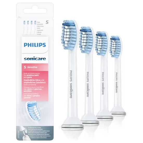 Philips Sonicare S Sensitive Opzetborstels HX6054/07 - 4 Stuks, Extra Zacht, Geschikt voor Gevoelige Tanden, Eenvoudig te Vervangen