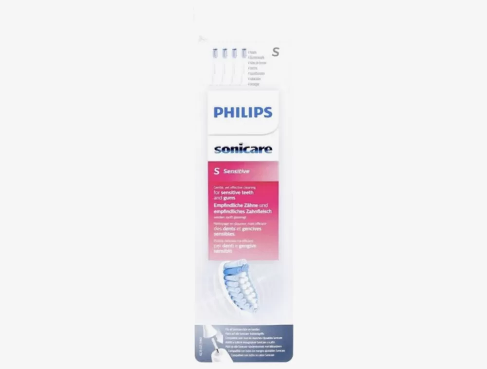 Philips Sonicare Sensitive Opzetborstels HX 6054/07 - 4 Stuks, Ultrazacht voor Gevoelige Tanden, Compatibel met Diverse Modellen