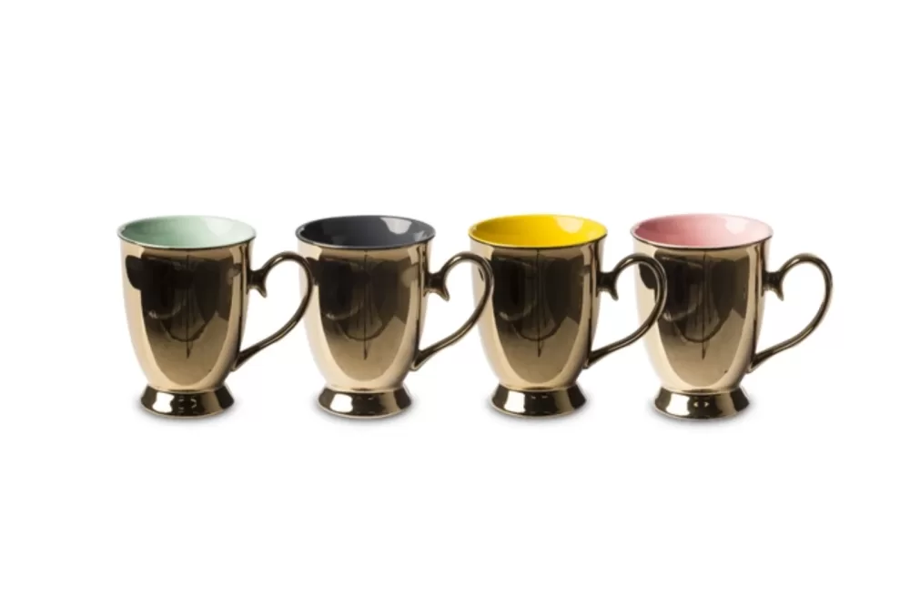 Pols Potten Legacy Tassen 4er Set - Stilvolle Keramiktassen für Kaffee, Tee & mehr - Modernes Design, ideal für Zuhause oder Geschenk.