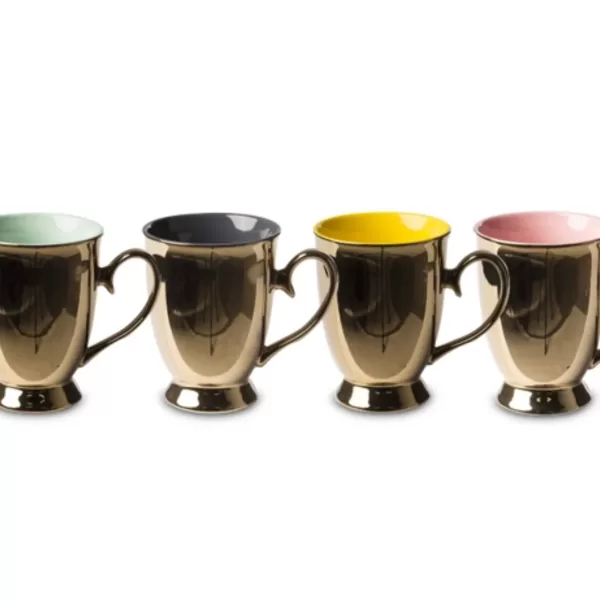 Pols Potten Legacy Tassen 4er Set - Stilvolle Keramiktassen für Kaffee, Tee & mehr - Modernes Design, ideal für Zuhause oder Geschenk.