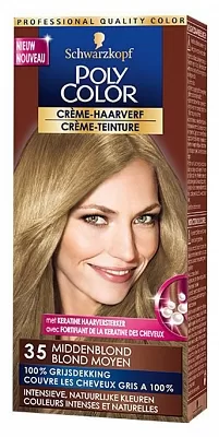 Poly Color Haarverf 35 Middel-Blond - Diepte, Duurzaamheid & Natuurlijke Kleur met Perfecte Grijsdekking voor een Natuurlijk Resultaat