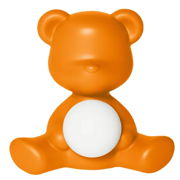 Qeeboo Teddy Girl LED Tischleuchte Orange | Wiederaufladbar, kabellos, von Stefano Giovannoni | Süße Teddy Designlampe für Kinderzimmer