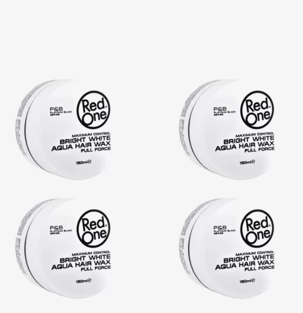 Red One Bright White Aqua Hair Wax - 4x150ml Vorteilspackung - Starker Halt & Fruchtiger Duft für Perfekte Frisuren