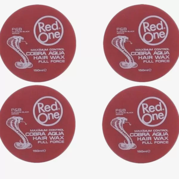 Red One Cobra Rood Aqua Hair Wax - 4x150ml Voordeelverpakking - Glanzend, Vitamines, Langdurige Styling, Voorkomt Vervetting