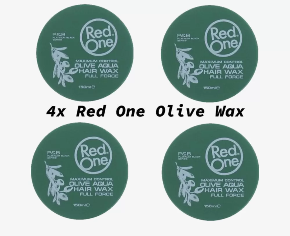 Red One Olive Aqua Hair Wax 4x150ml – Vitamine Rijke Formule voor Langdurige Styling, Glanzend en Verzorgd Haar, Voordeelverpakking