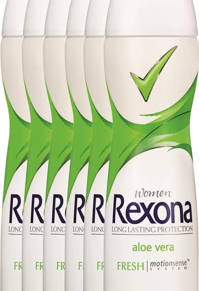 Rexona Deodorant Fresh Aloe Vera 6x150ml - 48 Uur Bescherming, Alcoholvrij, MotionSense Technologie, Fris & Droog, Voordeelverpakking