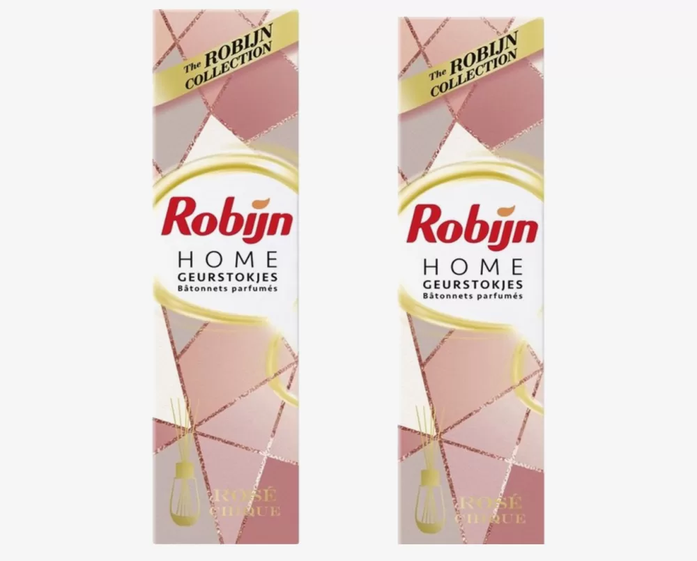 Robijn Geurstokjes Rosé Chique - 2x45ml - Frisse geur voor woonkamer, slaapkamer, badkamer - Stijlvolle geurverspreider voor elk interieur