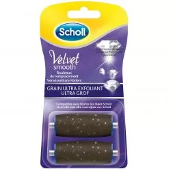 Scholl Velvet Smooth Roller Ersatz mit Diamantkristallen – 2 Stück für harte Haut, optimale Ergebnisse für glatte Füße