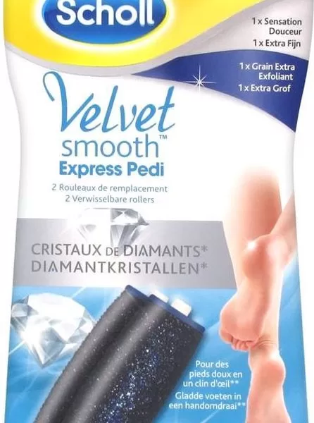 Scholl Velvet Smooth Elektrische Voetvijl Navulling - 2 Extra Fijne Rollers met Synthetische Diamantkristallen voor Gladde Voeten