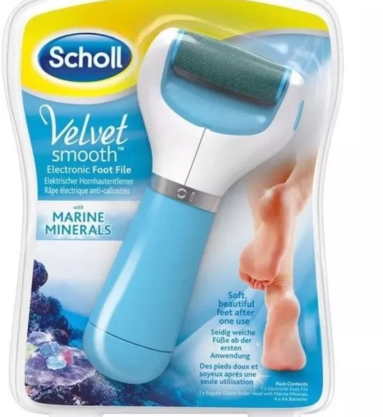 Scholl Velvet Smooth Elektronische Voetvijl - Eeltverwijderaar met Diamantkristallen voor Zijdezachte Voeten - Blauw